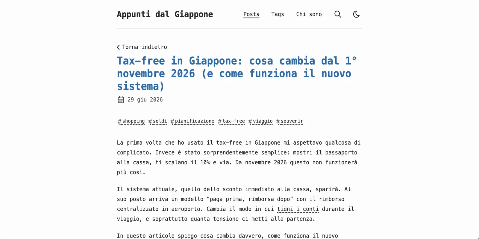appuntidalgiappone.it — screenshot 2
