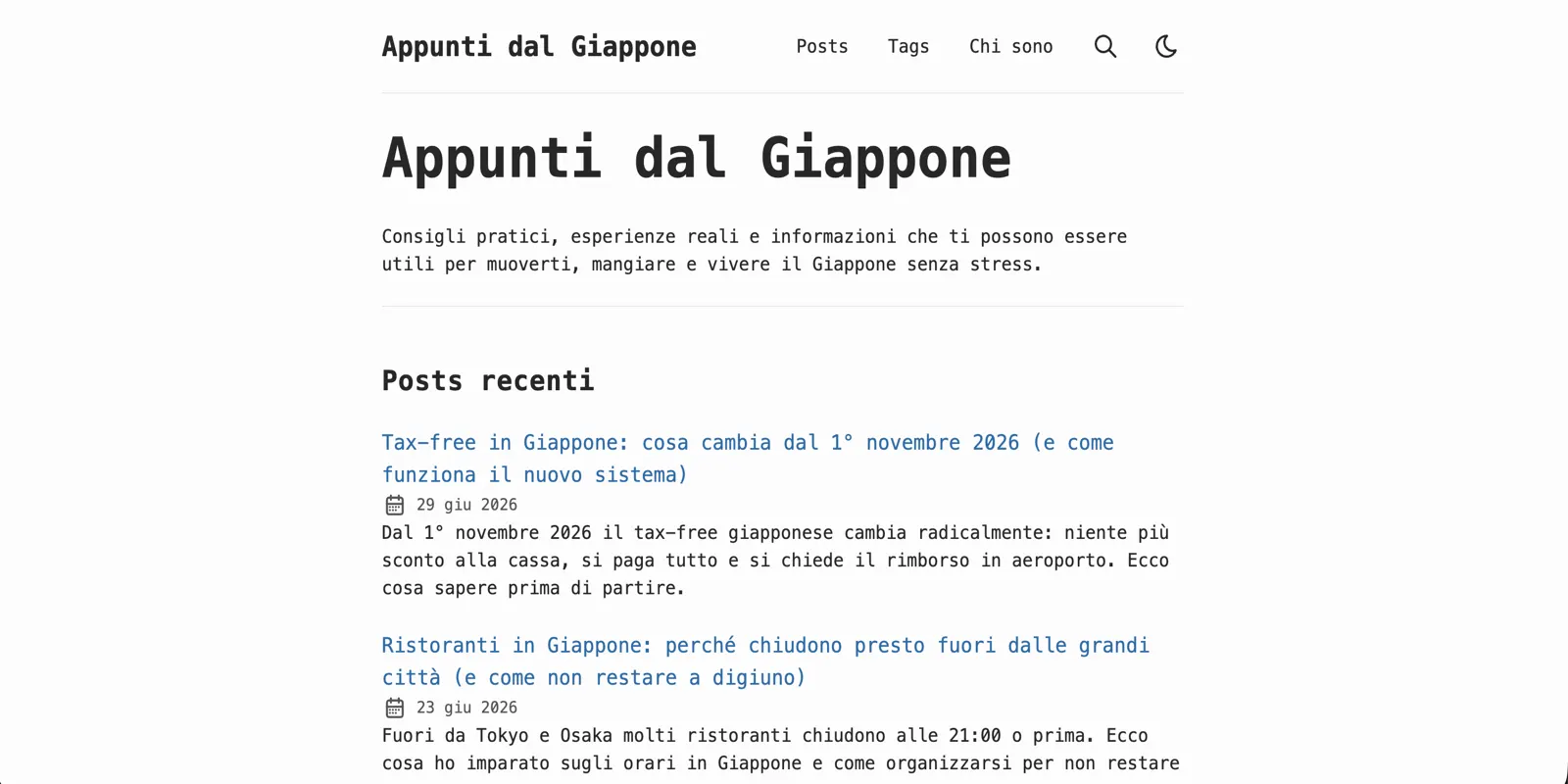 appuntidalgiappone.it preview
