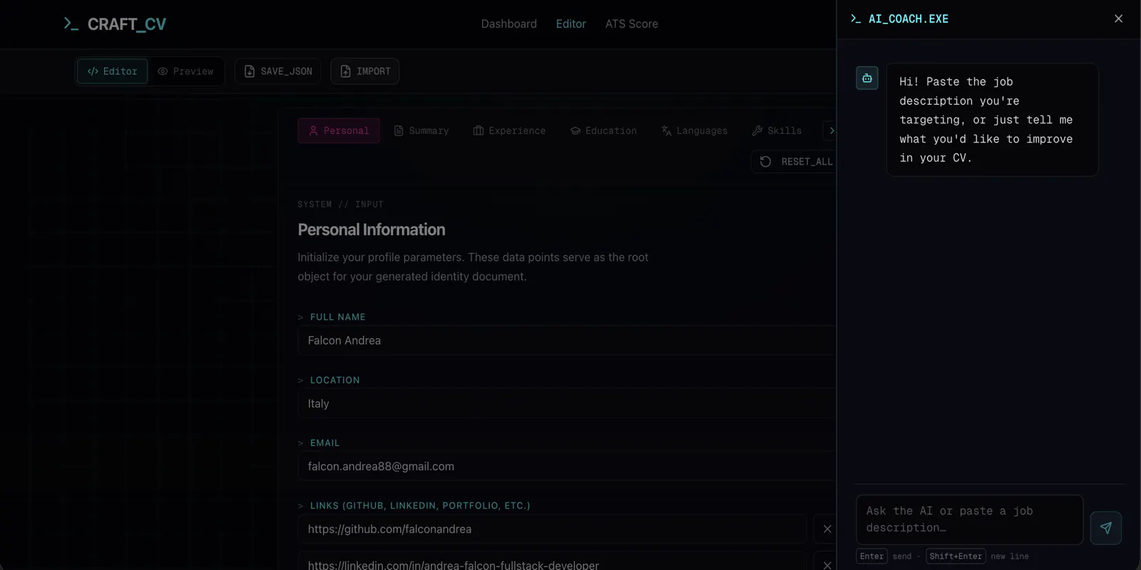 CraftCV — screenshot 2